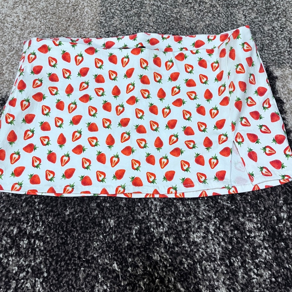 Strawberry Print White Fabric